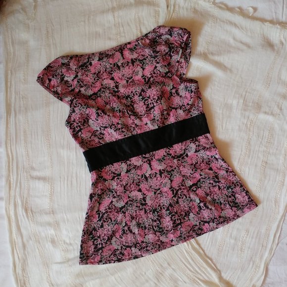 3/$15 LOFT | Spring Pink and Black Blouse - Picture 6 of 7
